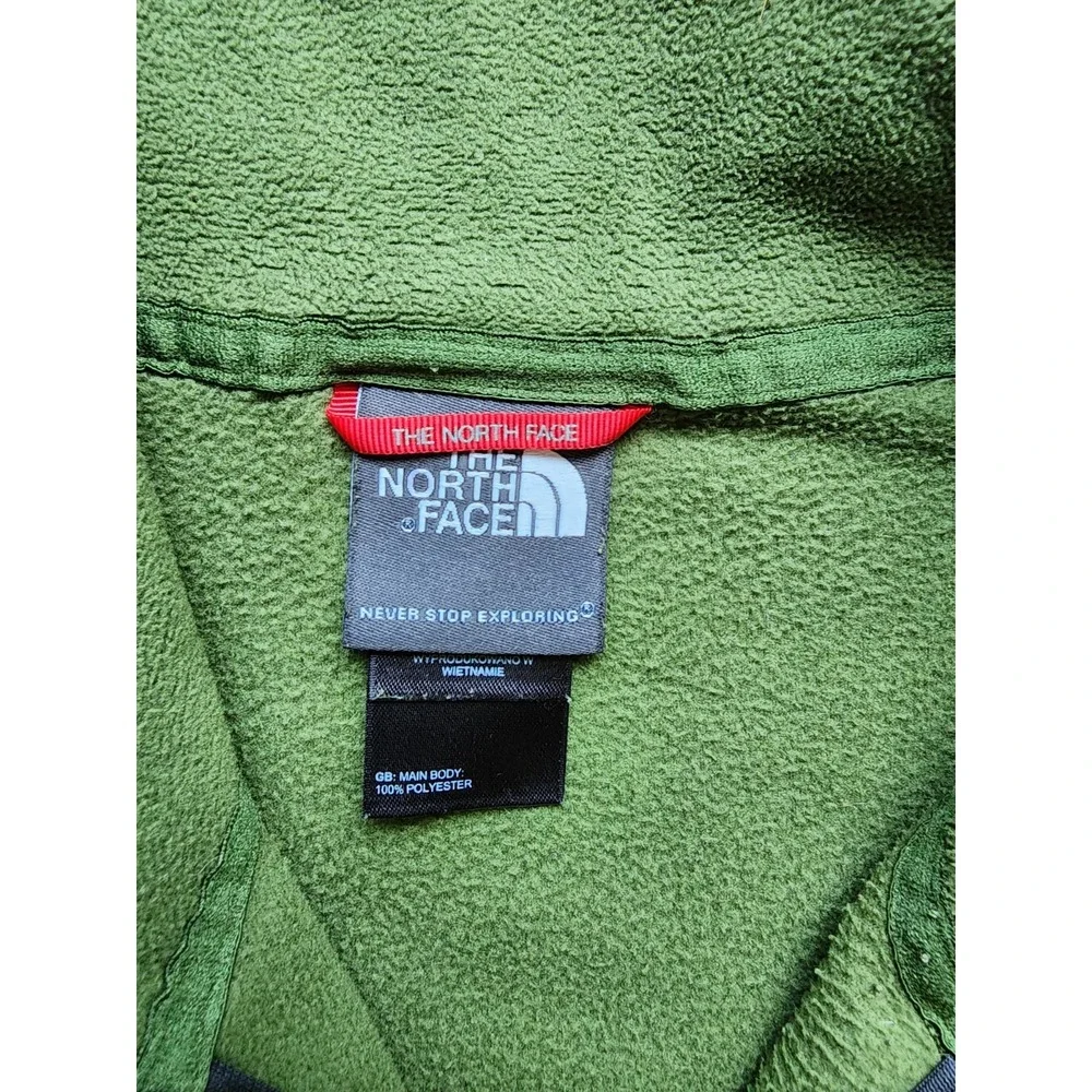 The North Face Mens Large Green Fleece Quarter Zip Pullover Activewear Top